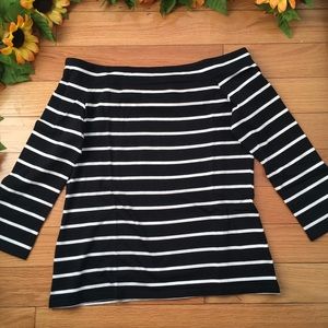 LOFT Over the Shoulder Striped Top Size Medium